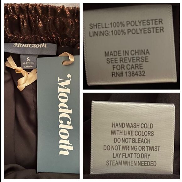 Modcloth Metallic Skirt Glitz The Metallic Midi Skirt Tie Elastic Bronze S NWT - Picture 12 of 13